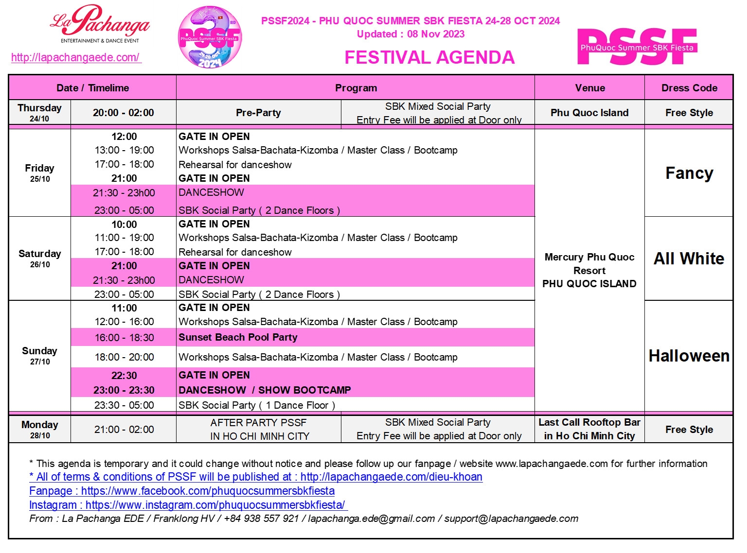 FULL SCHEDULE